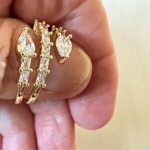 Pretty Bird Ring, size 8, 18K Gold Plated with Crystal CZ, Serpentine NEW